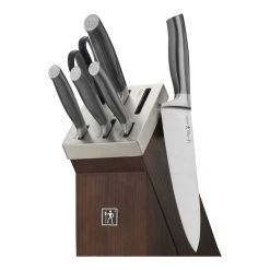 Discount ✔️ Henckels Graphite 7-pc, Self-Sharpening Knife Block Set, brown ????