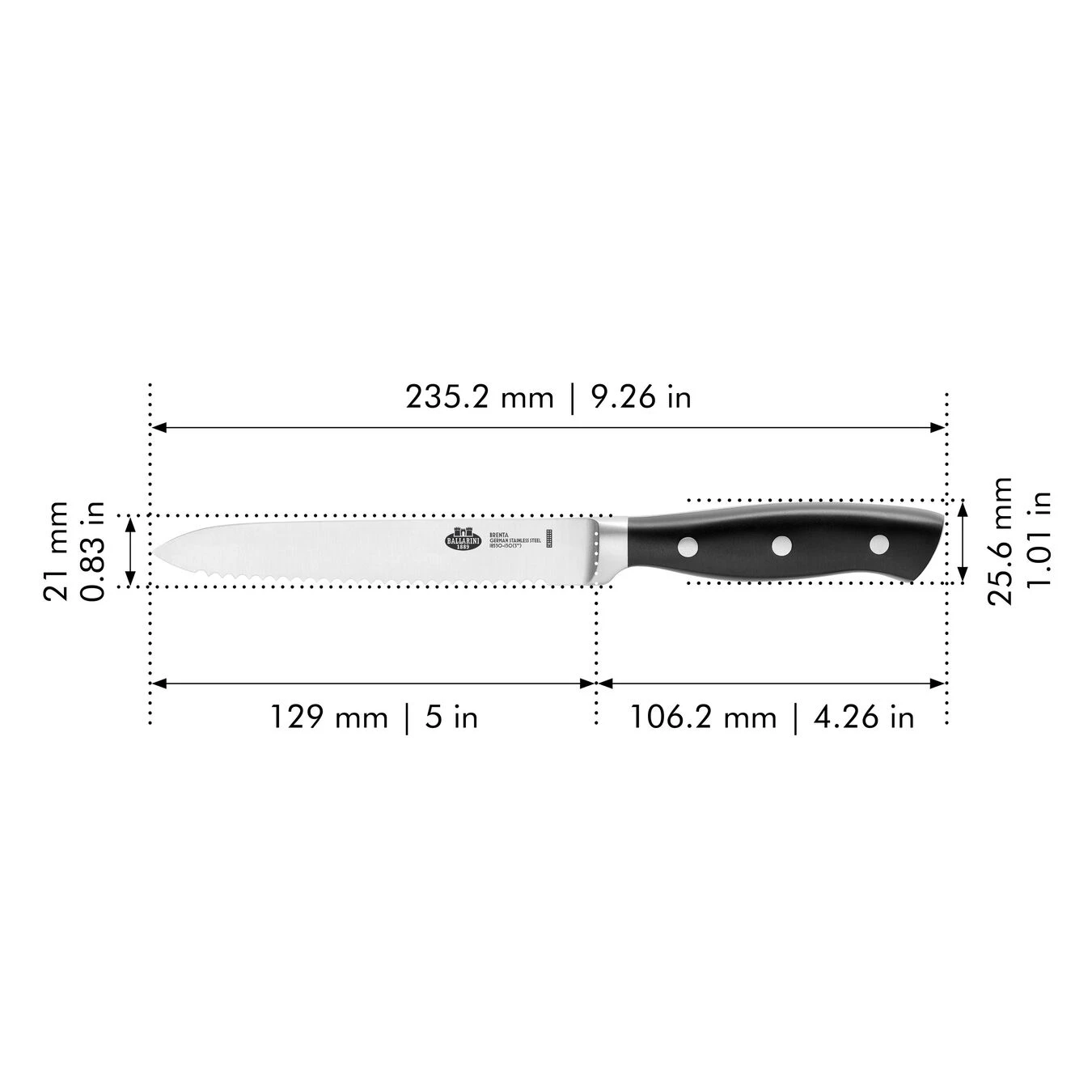 Hot Sale ???? BALLARINI Brenta 5-inch Utility knife, Serrated edge ???? 2 Hot Sale ???? BALLARINI Brenta 5-inch Utility knife, Serrated edge ???? - Image 2