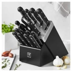 Cheapest ???? Henckels Solution 16-pc, Self-Sharpening Knife Block Set , black matte ???? -ZWILLING SALES 750059380